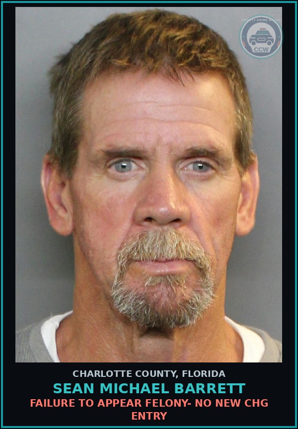 Booking mugshot of SEAN MICHAEL BARRETT in Charlotte County