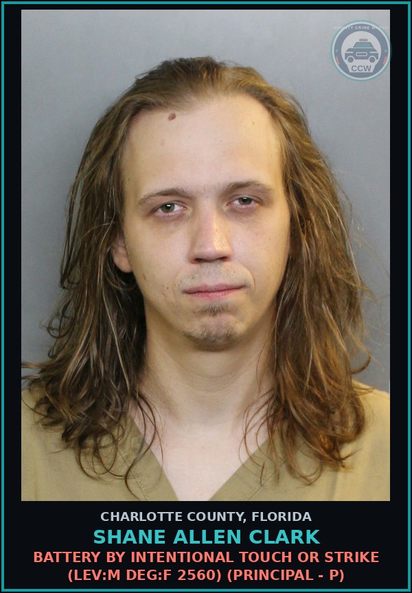 Booking mugshot of SHANE ALLEN CLARK in Charlotte County