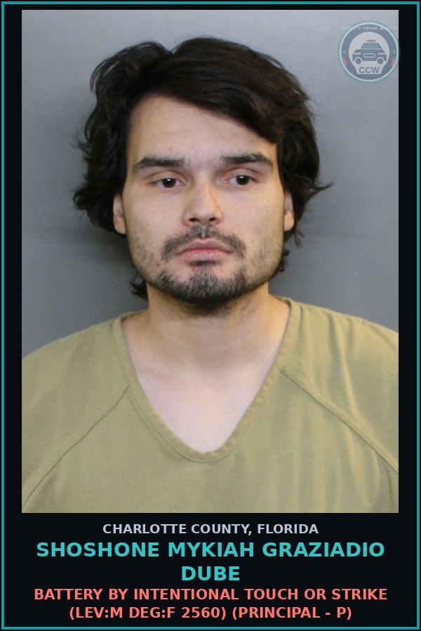 Booking mugshot of SHOSHONE MYKIAH GRAZIADIO DUBE in Charlotte County