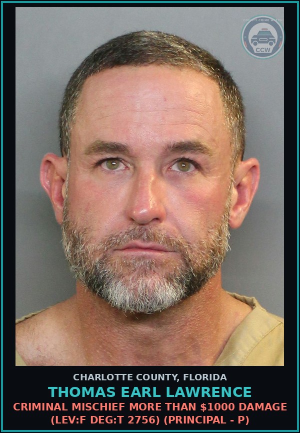 Booking mugshot of THOMAS EARL LAWRENCE in Charlotte County