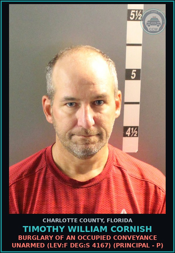 Booking mugshot of TIMOTHY WILLIAM CORNISH in Charlotte County