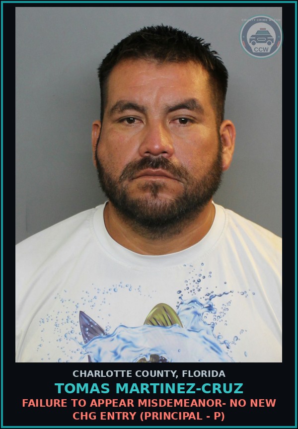 Booking mugshot of TOMAS MARTINEZ-CRUZ in Charlotte County