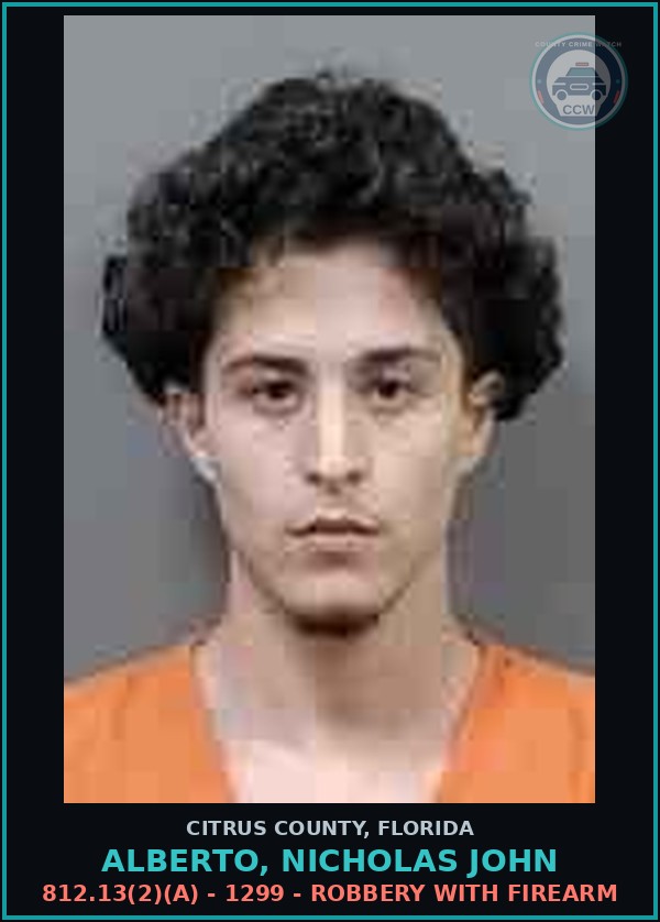 Booking mugshot of ALBERTO, NICHOLAS JOHN in Citrus County