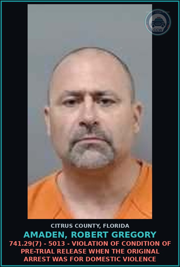 Booking mugshot of Amaden, Robert Gregory in Citrus County