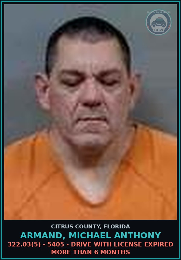 Booking mugshot of ARMAND, MICHAEL ANTHONY in Citrus County