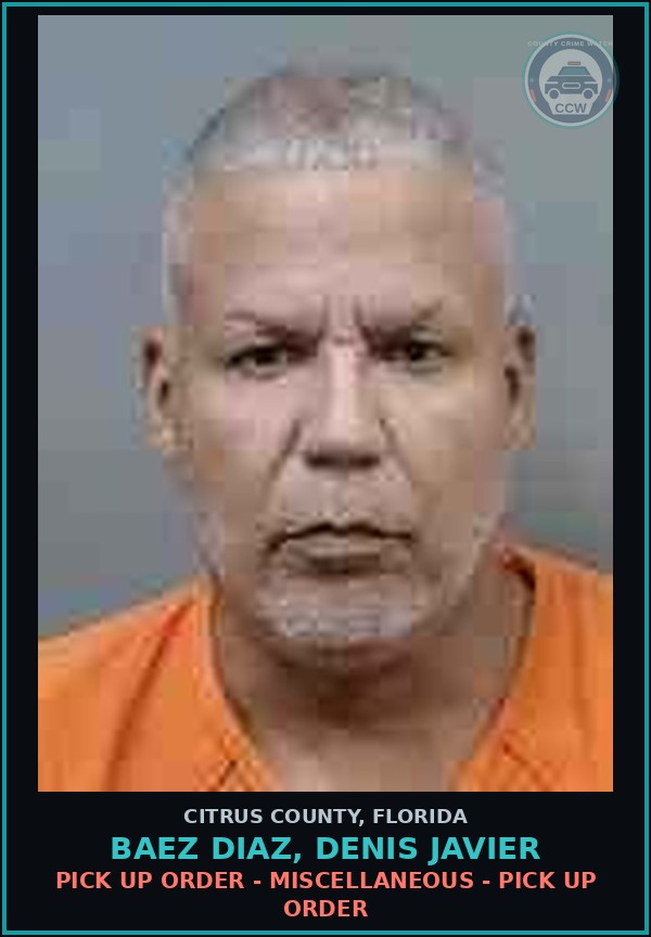 Booking mugshot of BAEZ DIAZ, DENIS JAVIER in Citrus County