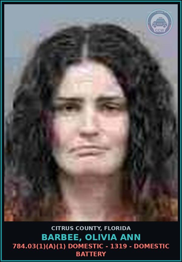 Booking mugshot of BARBEE, OLIVIA ANN in Citrus County