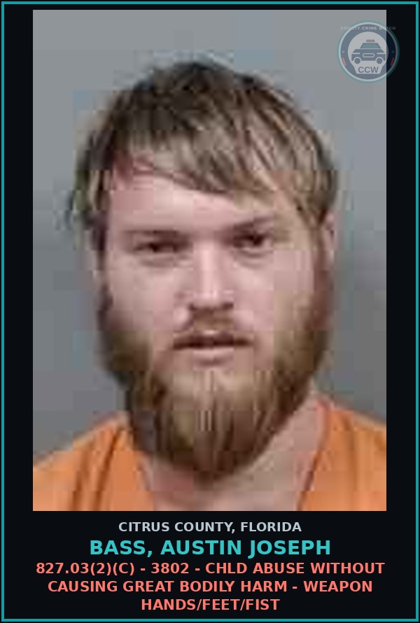 Booking mugshot of BASS, AUSTIN JOSEPH in Citrus County