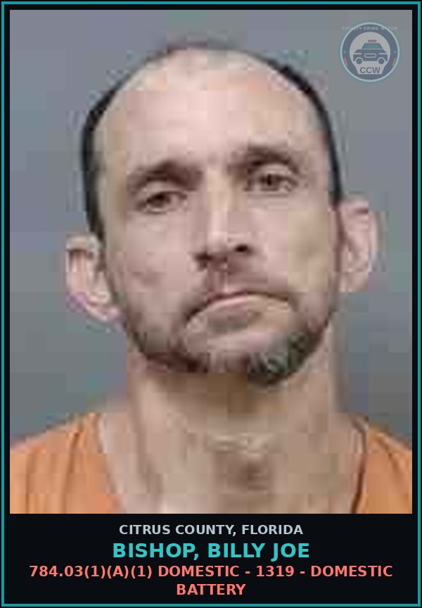 Booking mugshot of BISHOP, BILLY JOE in Citrus County