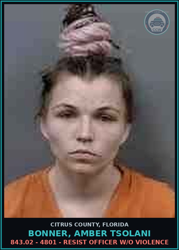 Booking mugshot of BONNER, AMBER TSOLANI in Citrus County
