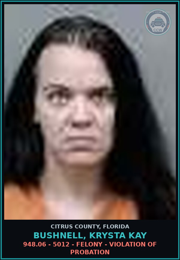 Booking mugshot of Bushnell, Krysta Kay in Citrus County