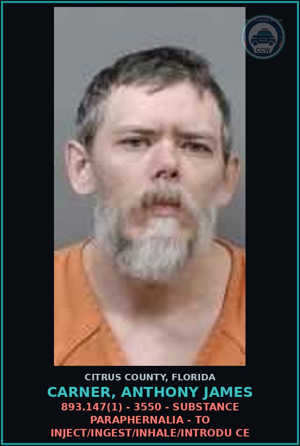 Booking mugshot of CARNER, ANTHONY JAMES in Citrus County