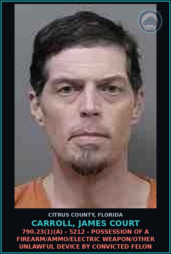 Booking mugshot of CARROLL, JAMES COURT in Citrus County