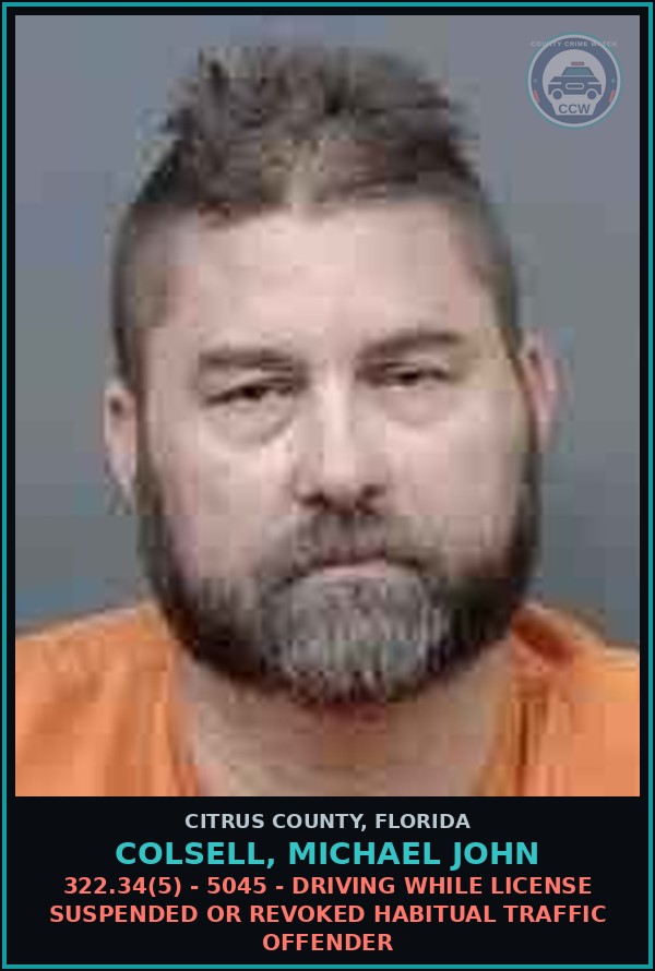 Booking mugshot of COLSELL, MICHAEL JOHN in Citrus County