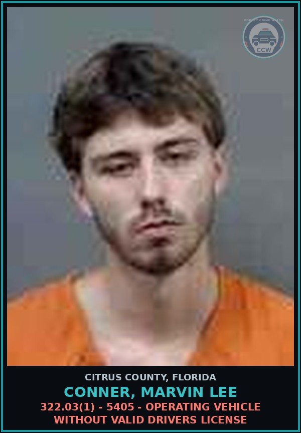 Booking mugshot of CONNER, MARVIN LEE in Citrus County