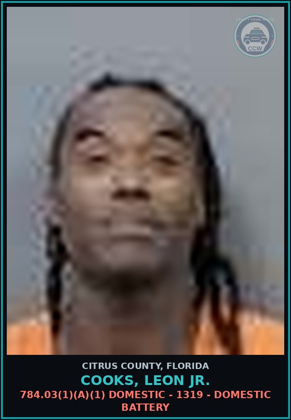 Booking mugshot of Cooks, Leon Jr. in Citrus County