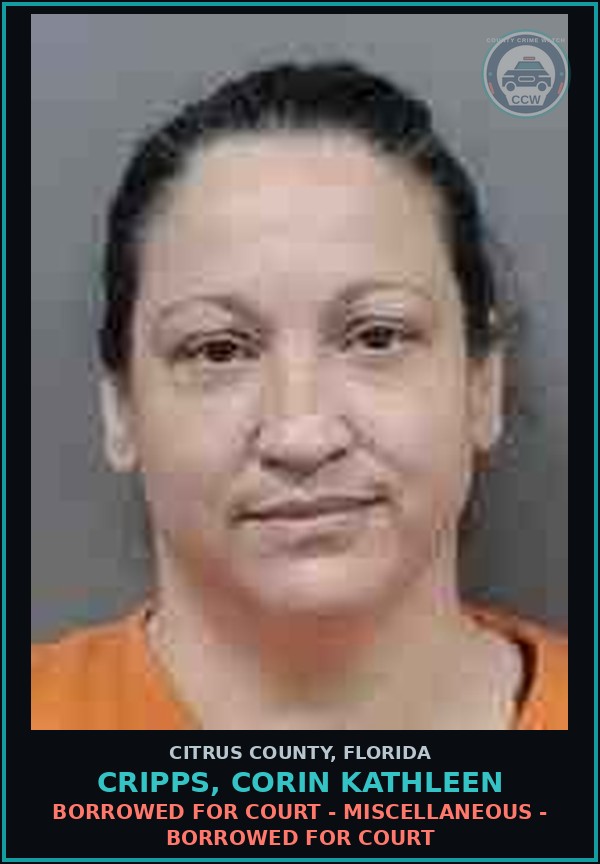Booking mugshot of CRIPPS, CORIN KATHLEEN in Citrus County
