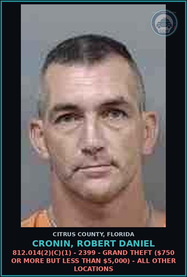 Booking mugshot of CRONIN, ROBERT DANIEL in Citrus County