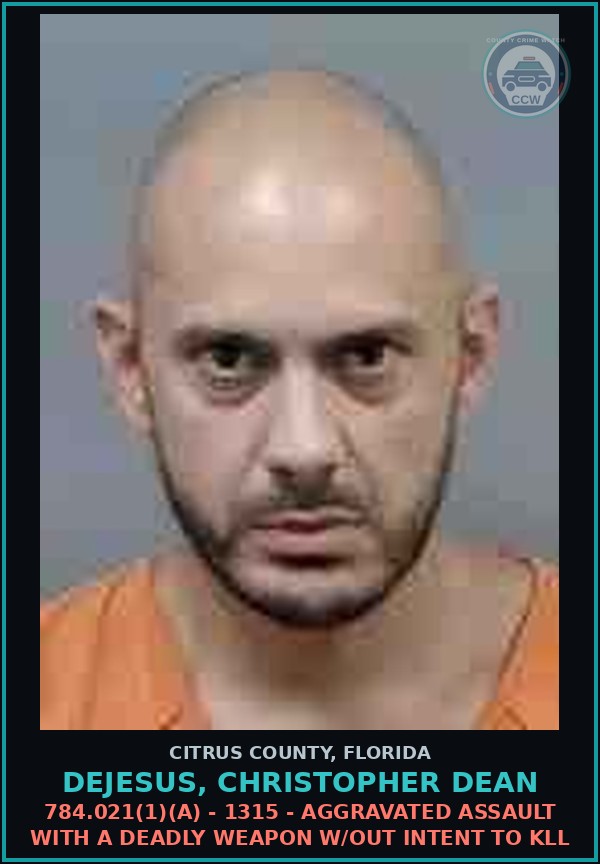 Booking mugshot of Dejesus, Christopher Dean in Citrus County