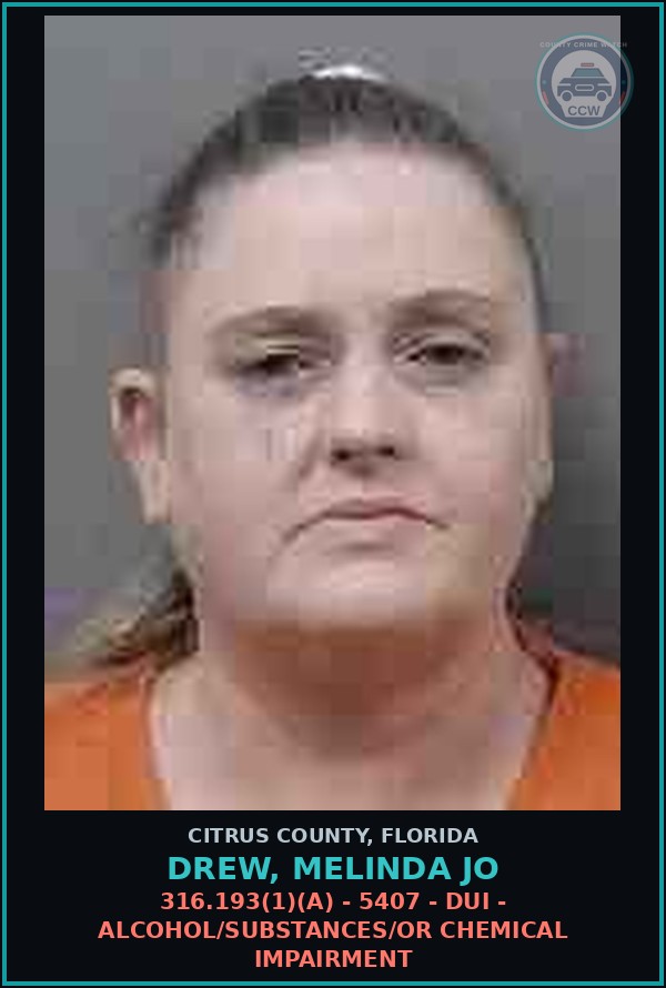 Booking mugshot of DREW, MELINDA JO in Citrus County