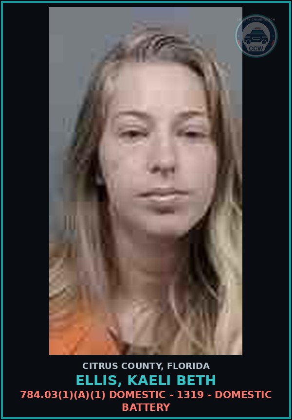 Booking mugshot of ELLIS, KAELI BETH in Citrus County