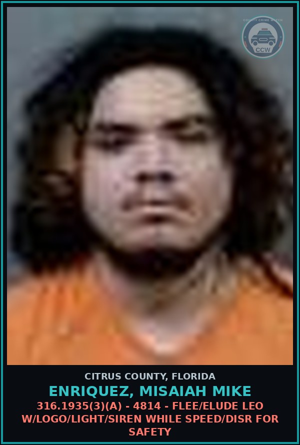 Booking mugshot of ENRIQUEZ, MISAIAH MIKE in Citrus County