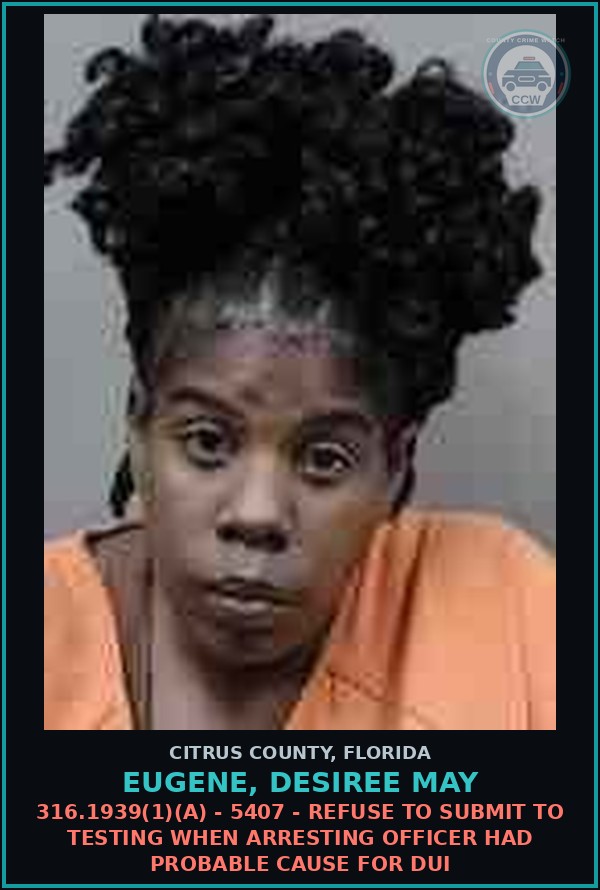 Booking mugshot of Eugene, Desiree May in Citrus County