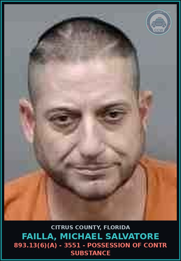 Booking mugshot of FAILLA, MICHAEL SALVATORE in Citrus County