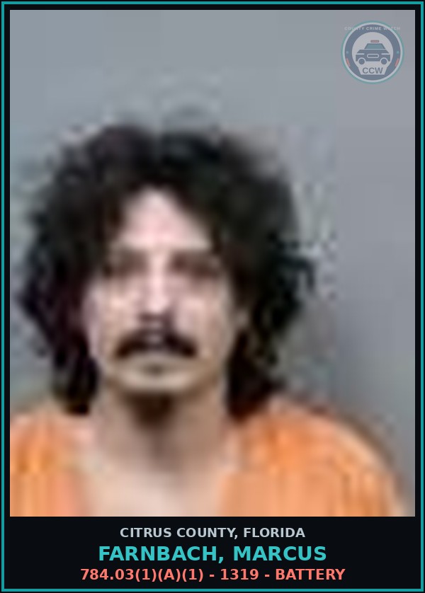 Booking mugshot of Farnbach, Marcus in Citrus County