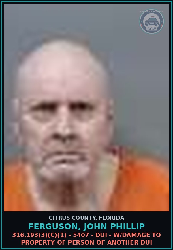 Booking mugshot of FERGUSON, JOHN PHILLIP in Citrus County