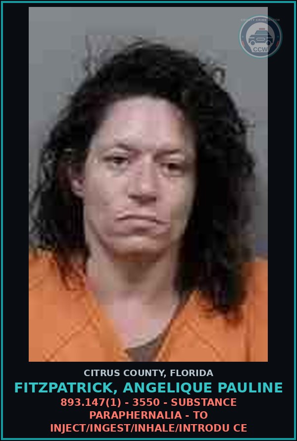 Booking mugshot of FITZPATRICK, ANGELIQUE PAULINE in Citrus County