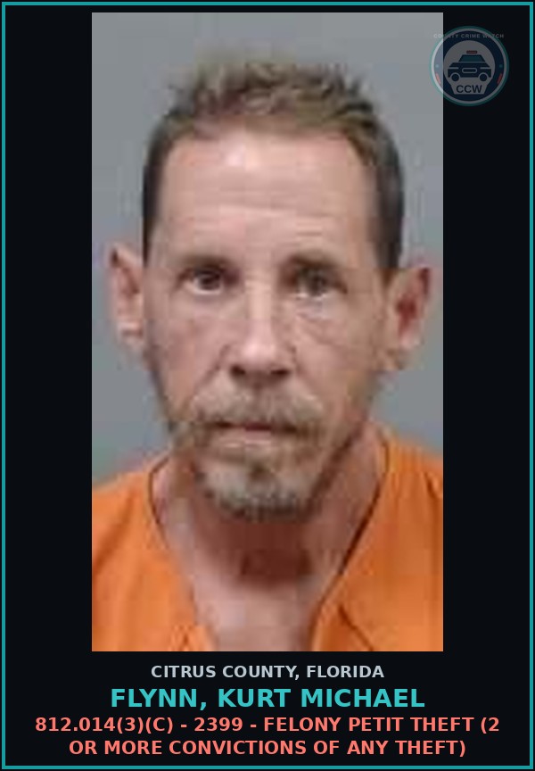 Booking mugshot of FLYNN, KURT MICHAEL in Citrus County