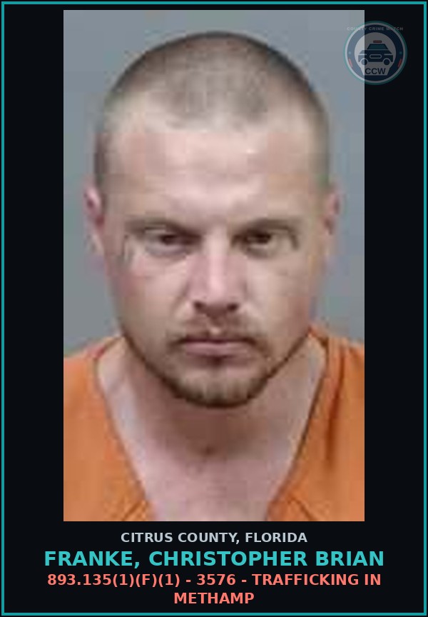 Booking mugshot of Franke, Christopher Brian in Citrus County