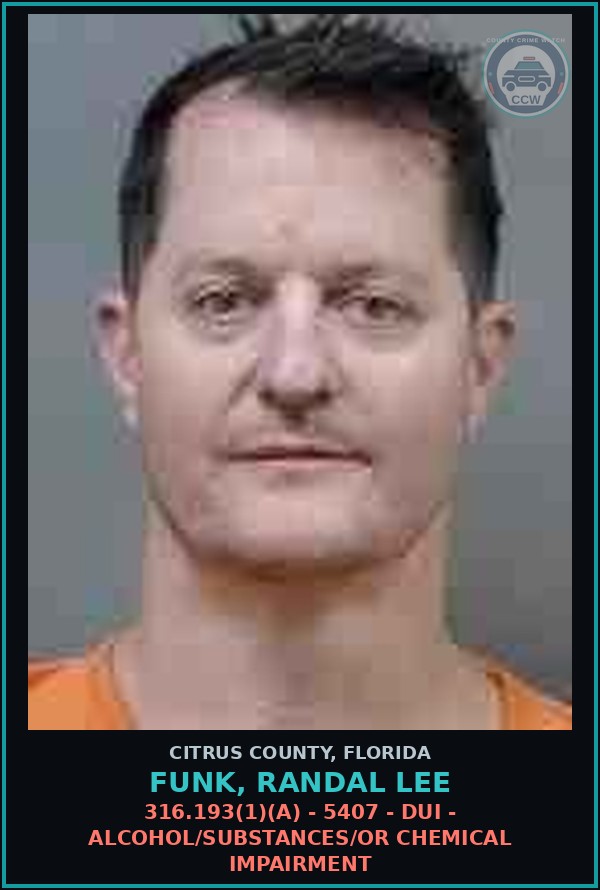 Booking mugshot of FUNK, RANDAL LEE in Citrus County