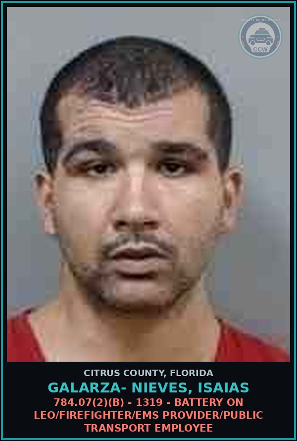 Booking mugshot of GALARZA- NIEVES, ISAIAS in Citrus County