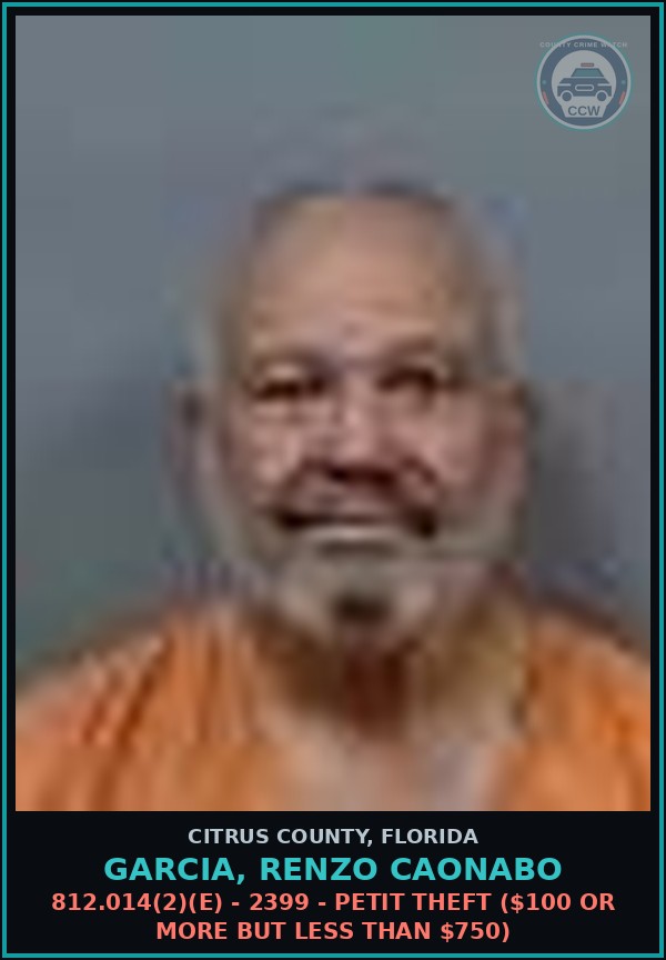 Booking mugshot of GARCIA, RENZO CAONABO in Citrus County