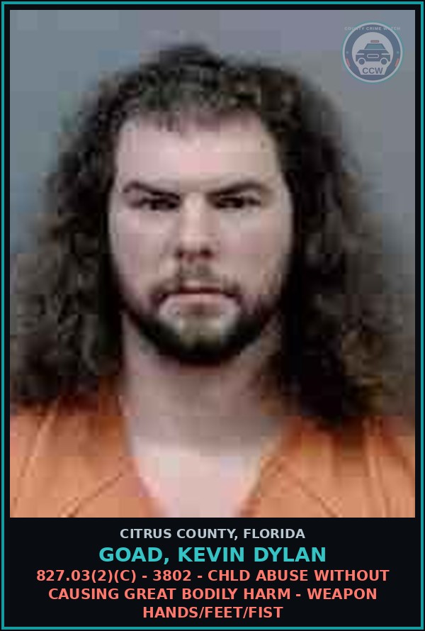 Booking mugshot of GOAD, KEVIN DYLAN in Citrus County