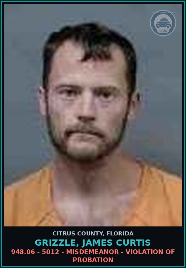 Booking mugshot of GRIZZLE, JAMES CURTIS in Citrus County