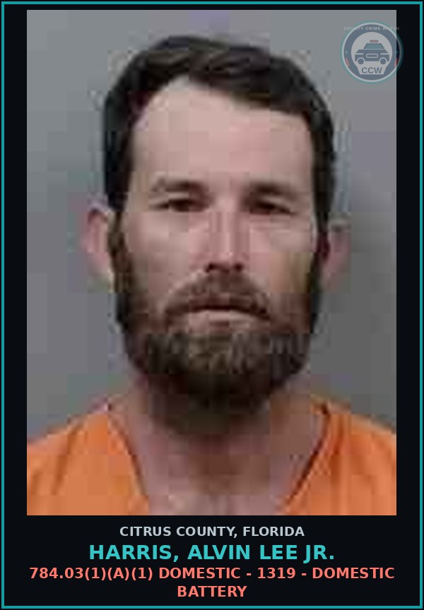 Booking mugshot of Harris, Alvin Lee Jr. in Citrus County