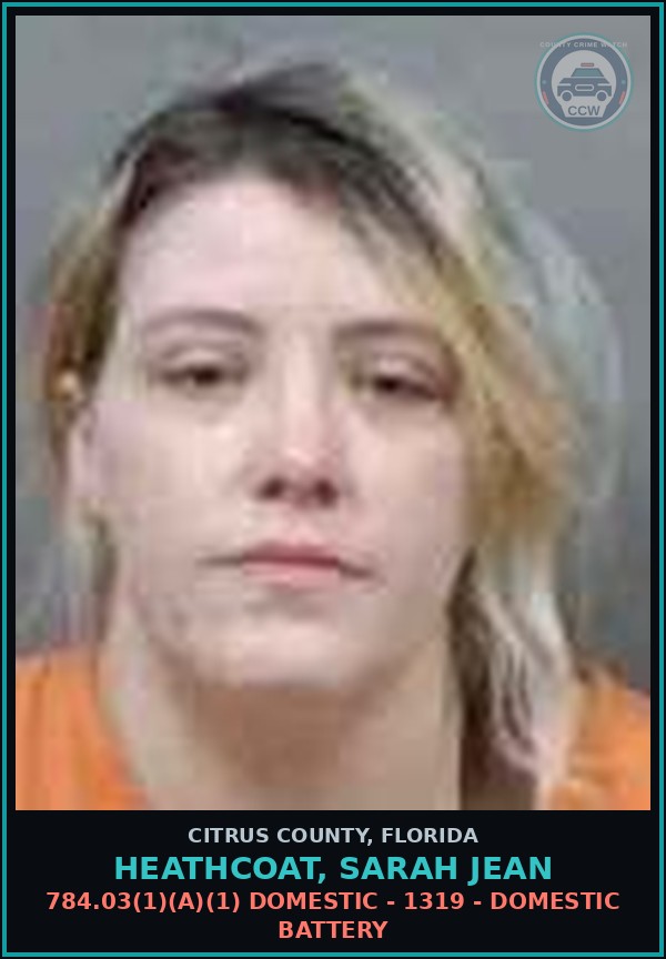 Booking mugshot of HEATHCOAT, SARAH JEAN in Citrus County