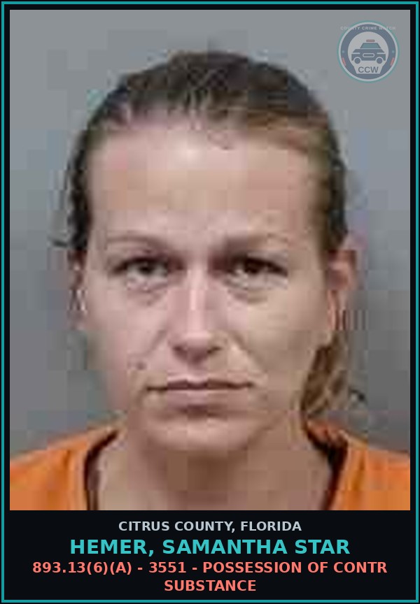 Booking mugshot of HEMER, SAMANTHA STAR in Citrus County