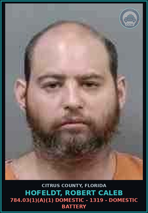 Booking mugshot of Hofeldt, Robert Caleb in Citrus County