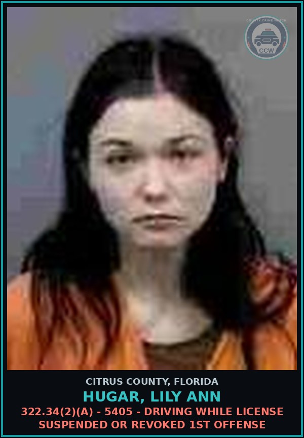 Booking mugshot of HUGAR, LILY ANN in Citrus County