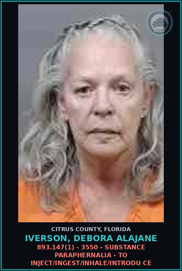 Booking mugshot of IVERSON, DEBORA ALAJANE in Citrus County