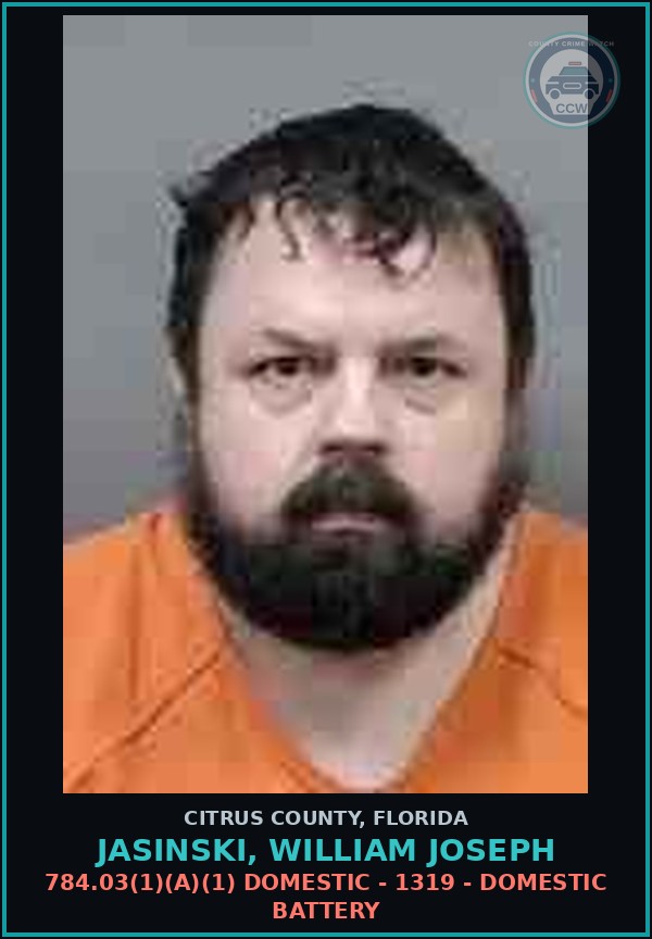 Booking mugshot of JASINSKI, WILLIAM JOSEPH in Citrus County