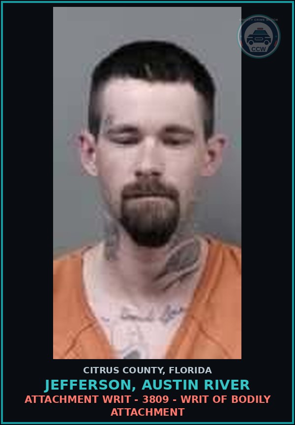 Booking mugshot of JEFFERSON, AUSTIN RIVER in Citrus County