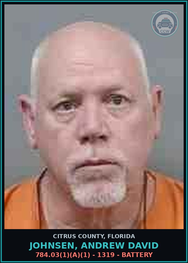Booking mugshot of JOHNSEN, ANDREW DAVID in Citrus County