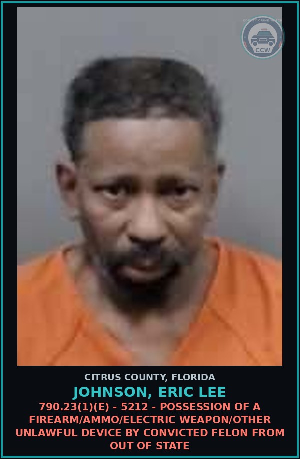 Booking mugshot of JOHNSON, ERIC LEE in Citrus County