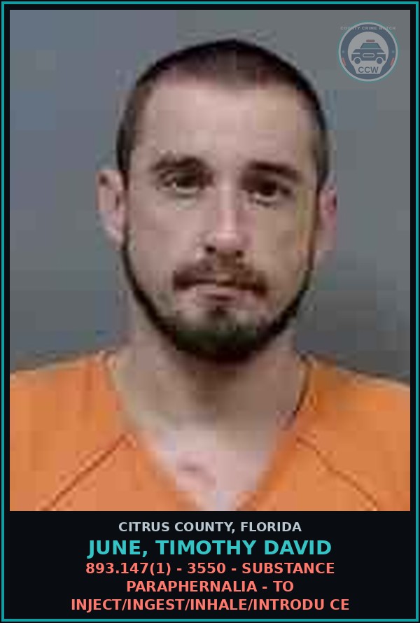 Booking mugshot of JUNE, TIMOTHY DAVID in Citrus County