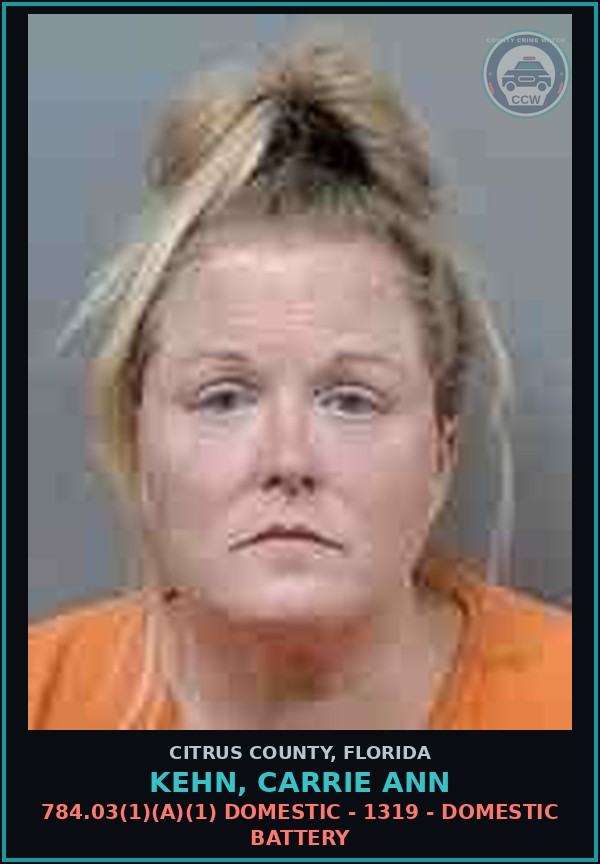 Booking mugshot of Kehn, Carrie Ann in Citrus County